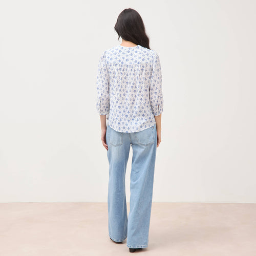 Chemise à manches longues bleu femme