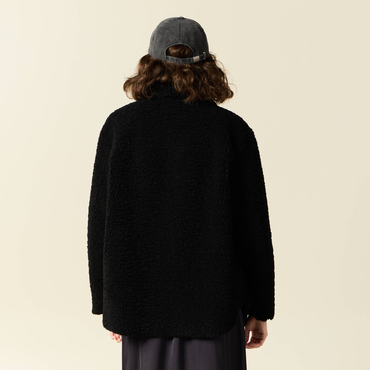 Manteau surchemise droit noir femme