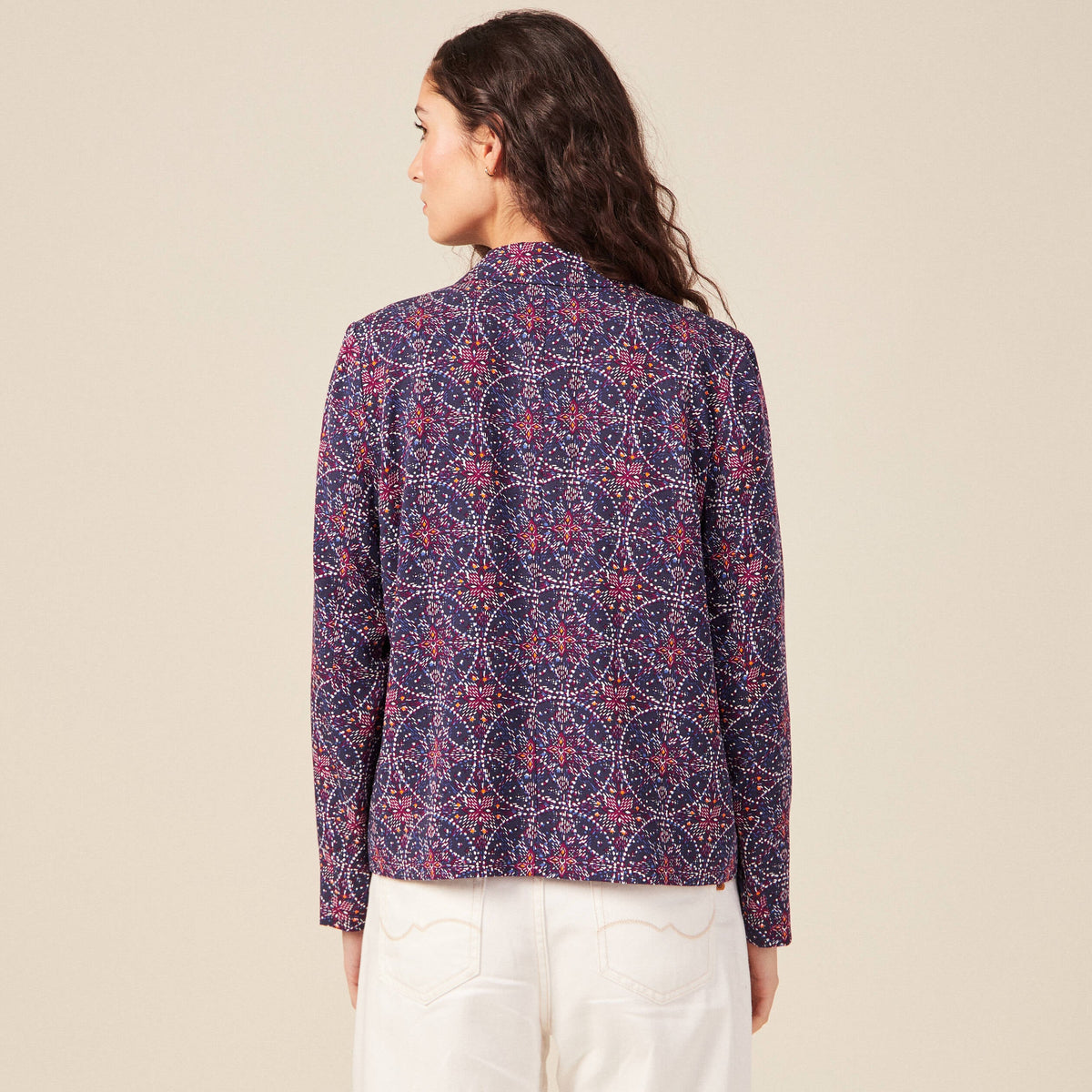 Veste esprit blazer droite bleu marine femme