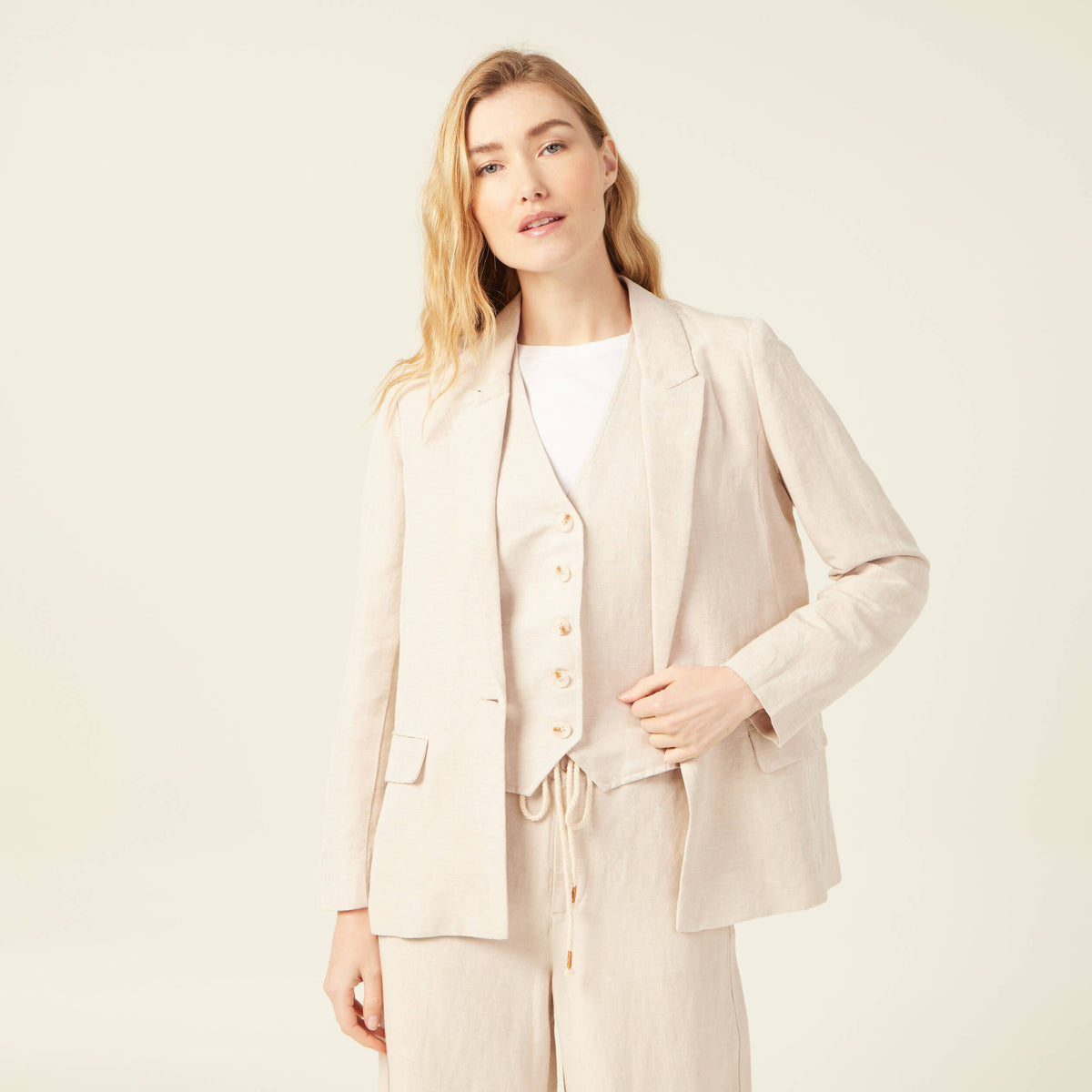 Veste ajustée manches longues doublure sable femme