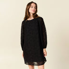 Robe droite manches longues noir femme