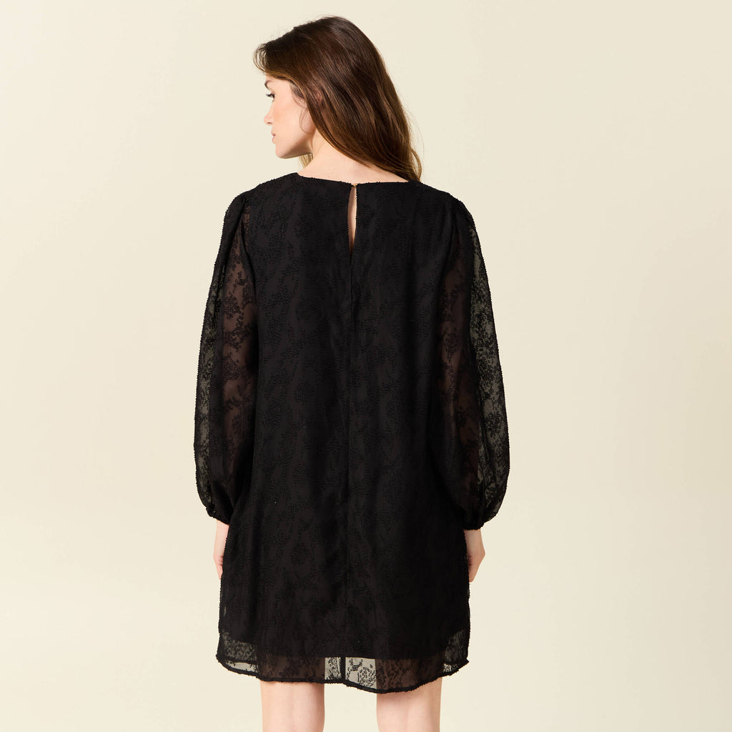 Robe droite manches longues noir femme