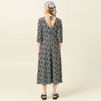 Robe midi droite manches 3/4 creme femme