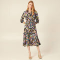 Robe midi droite multicolore femme