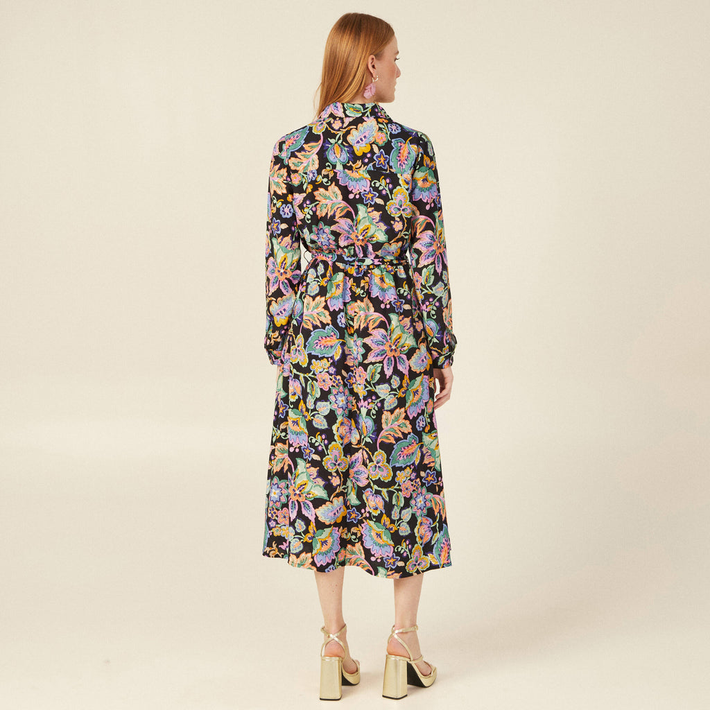 Robe midi droite multicolore femme