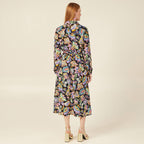 Robe midi droite multicolore femme