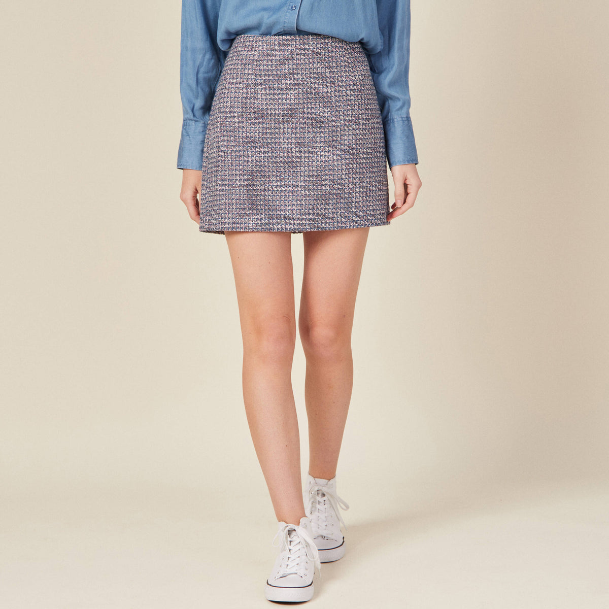 Jupe trapèze bleu lavande femme