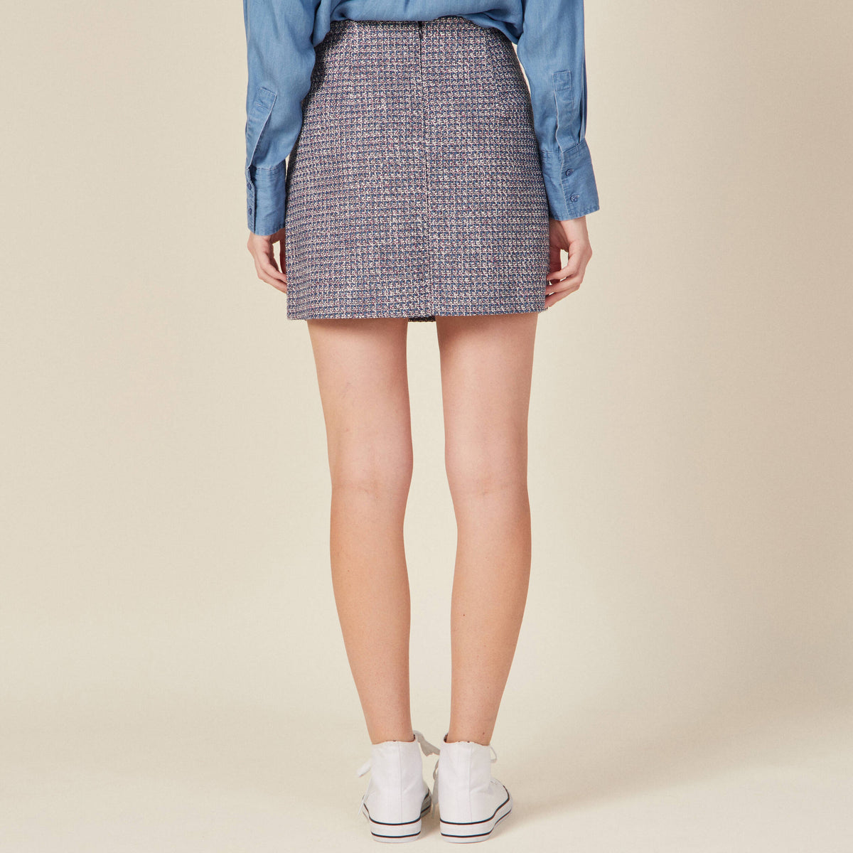 Jupe trapèze bleu lavande femme