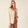 Veste droite boutonnée creme femme