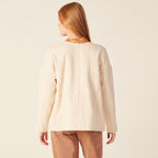 Veste droite boutonnée creme femme