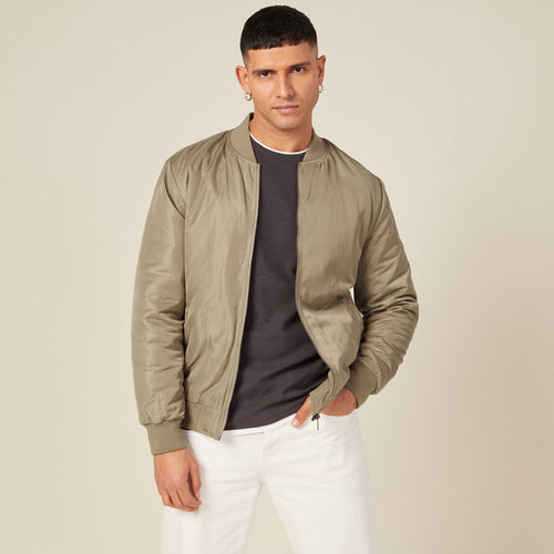 Bomber court manches longues doublé taupe homme