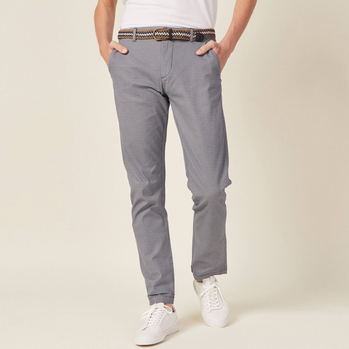 Pantalon chino straight bleu homme