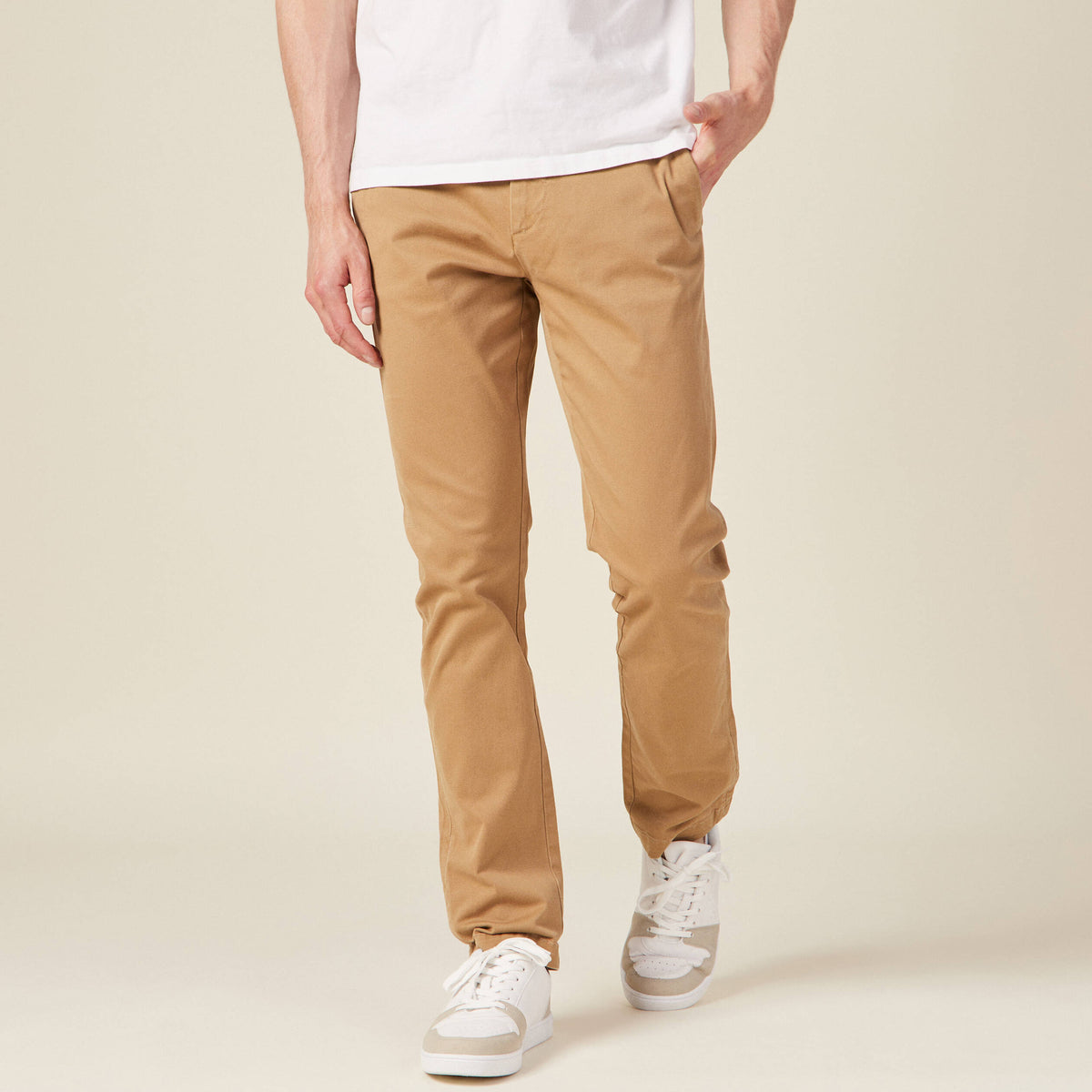 Pantalon chino straight vert kaki homme