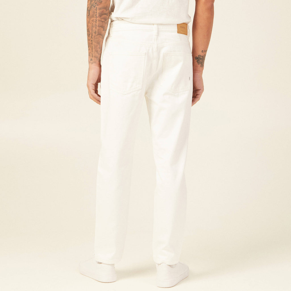 Jeans straight tapered denim blanc homme