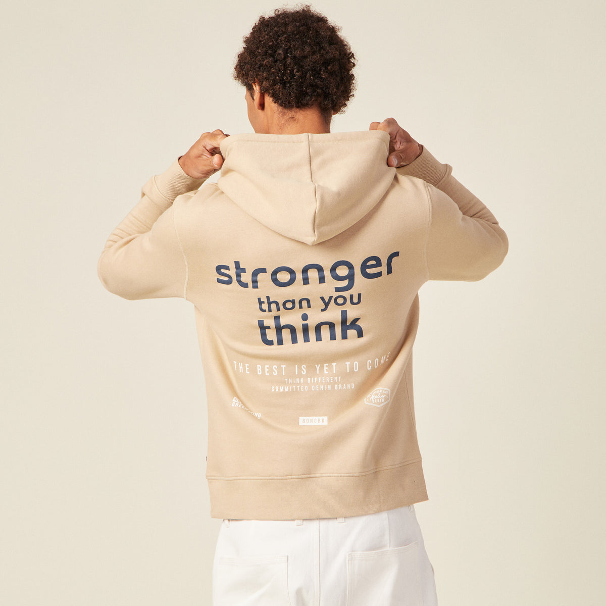 Sweat à capuche beige homme