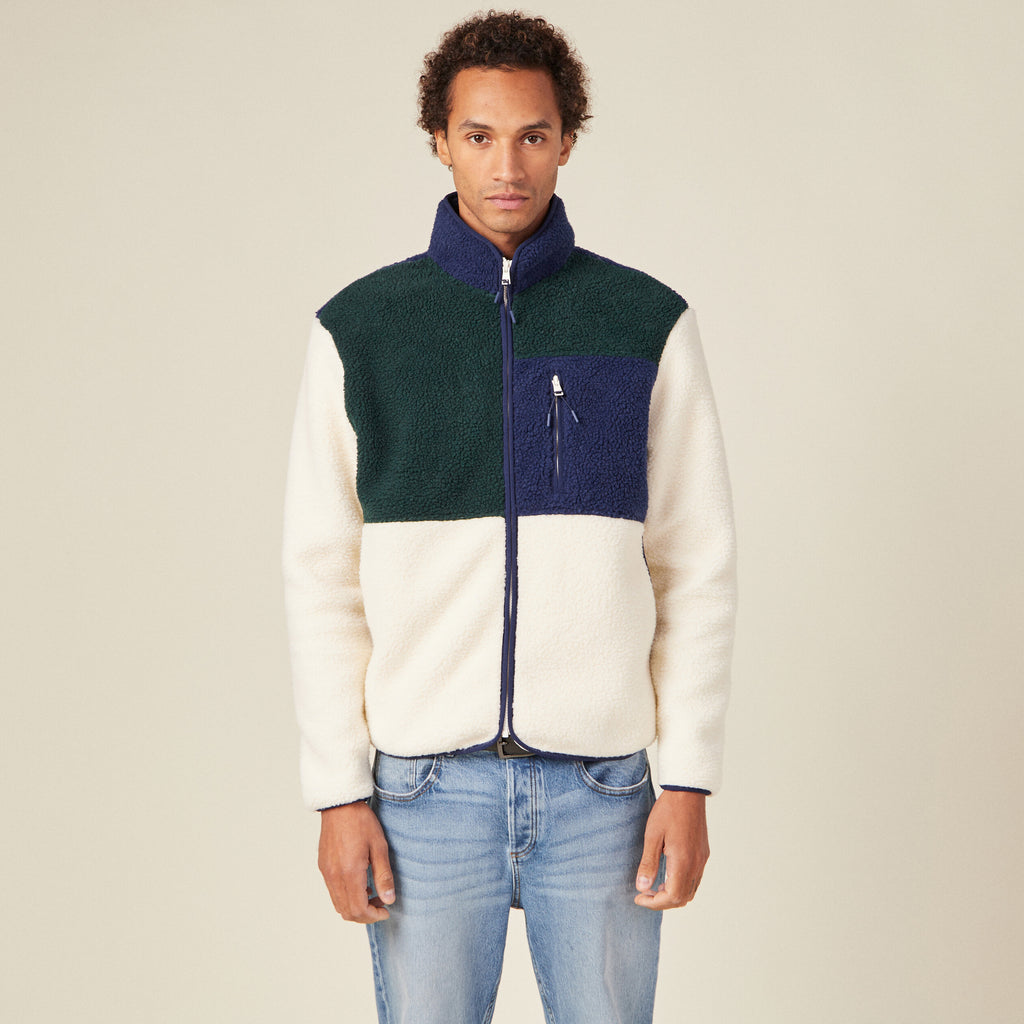 Sweat manches longues zippé vert foncé homme