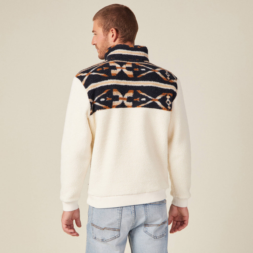 Sweat col camionneur zippé ecru homme