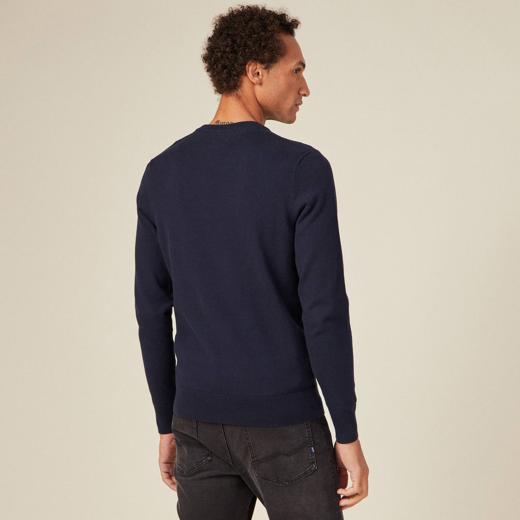 Pull manches longues bleu marine homme