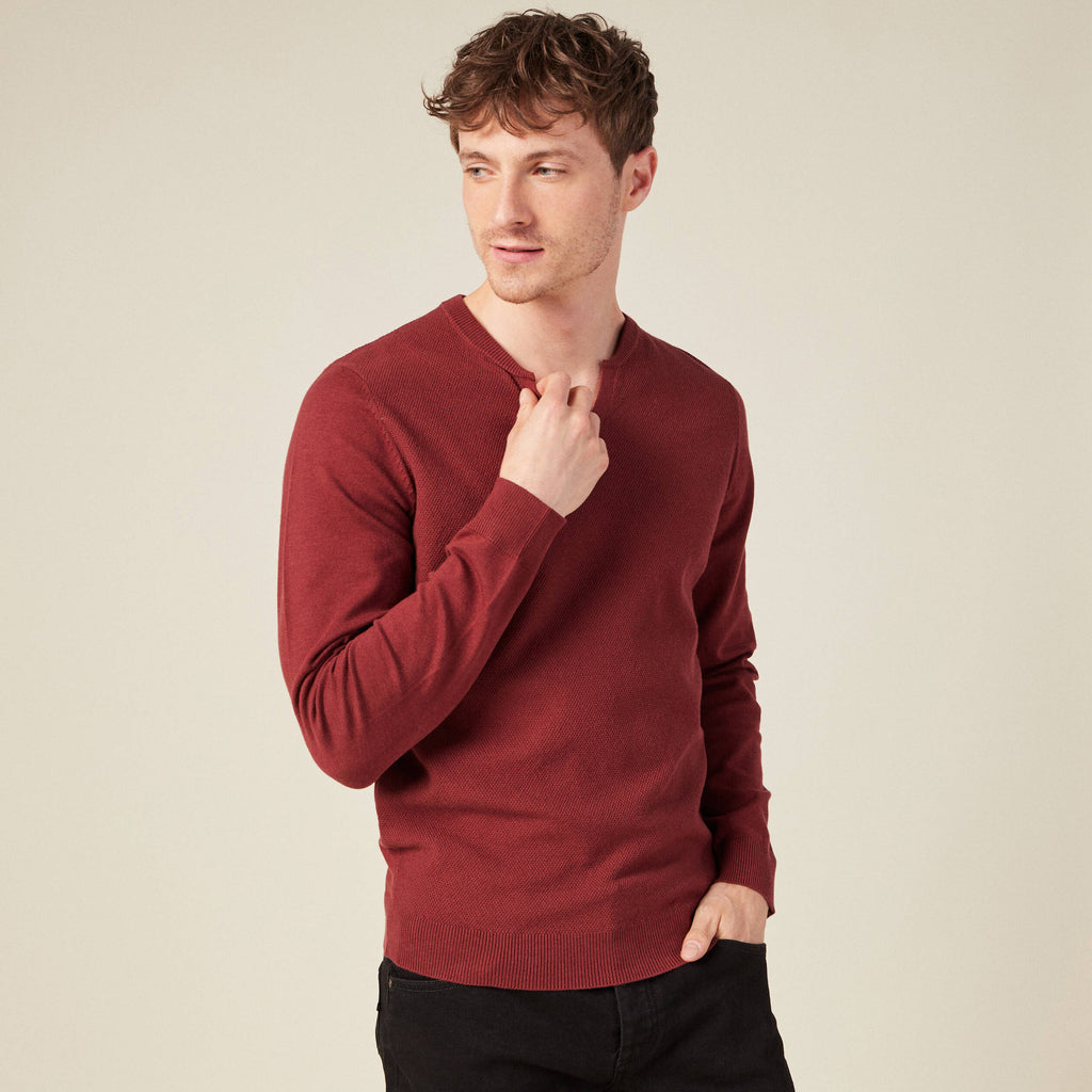 Pull manches longues bordeaux homme