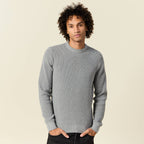 Pull manches longues col rond gris homme