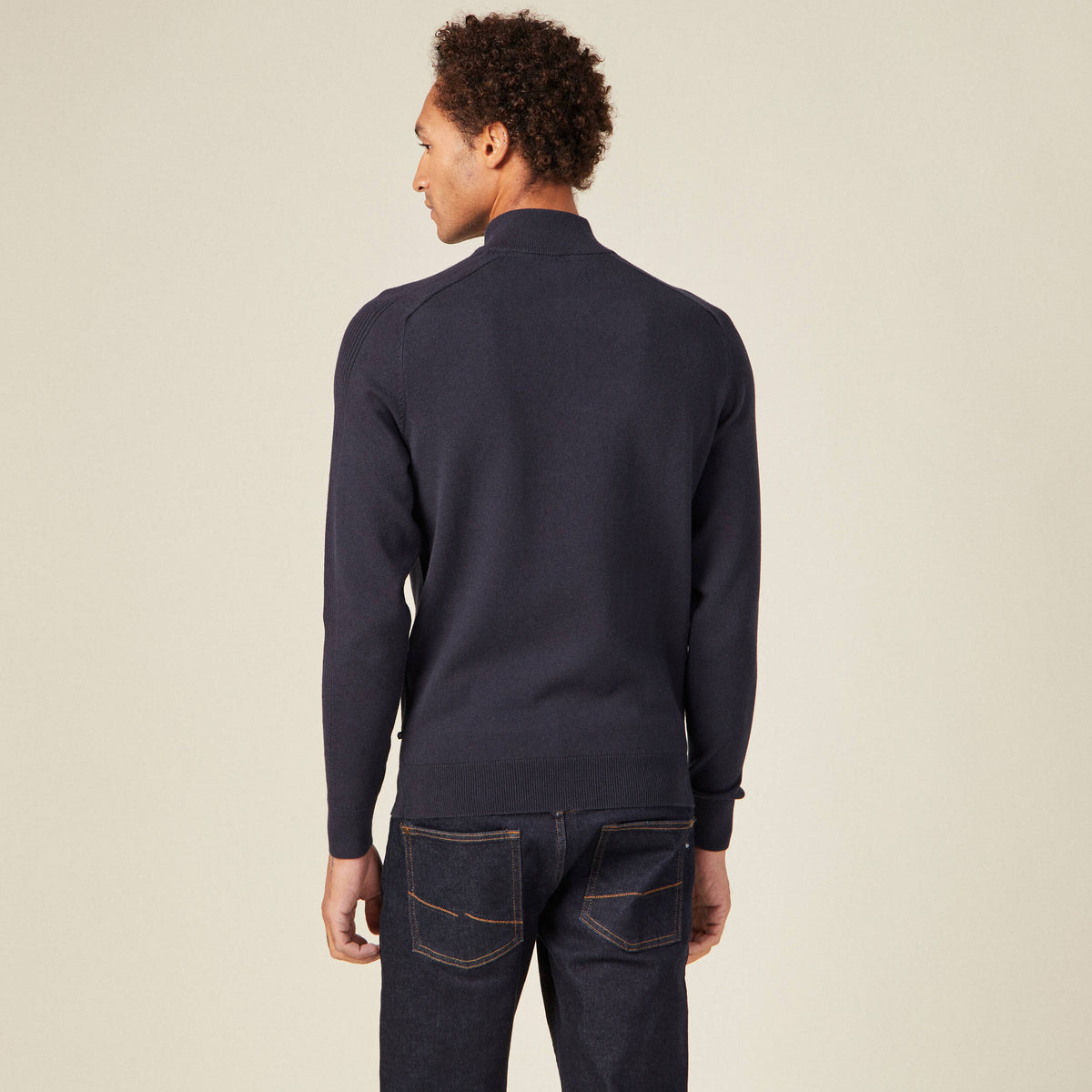 Pull manches longues bleu marine homme