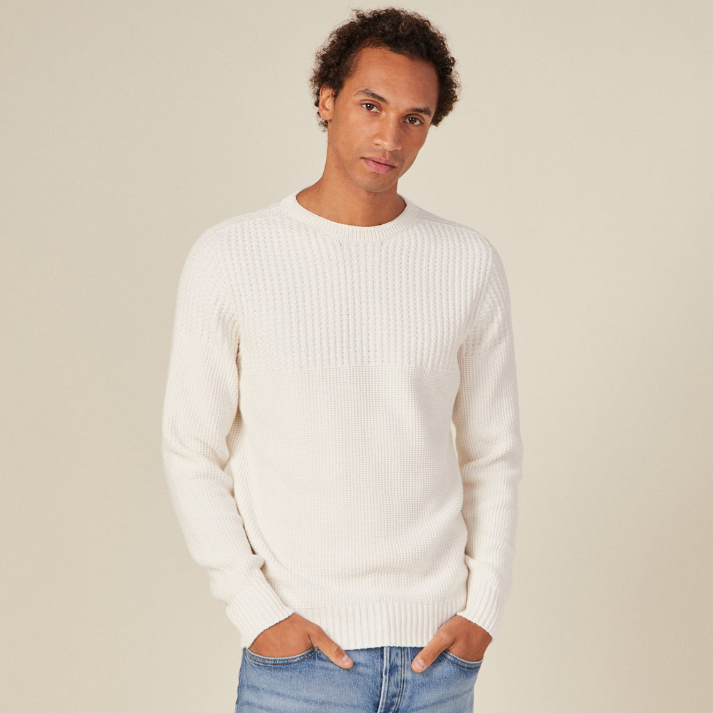 Pull manches longues fabriqué en France ecru homme