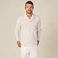 Pull manches longues col châle ecru homme