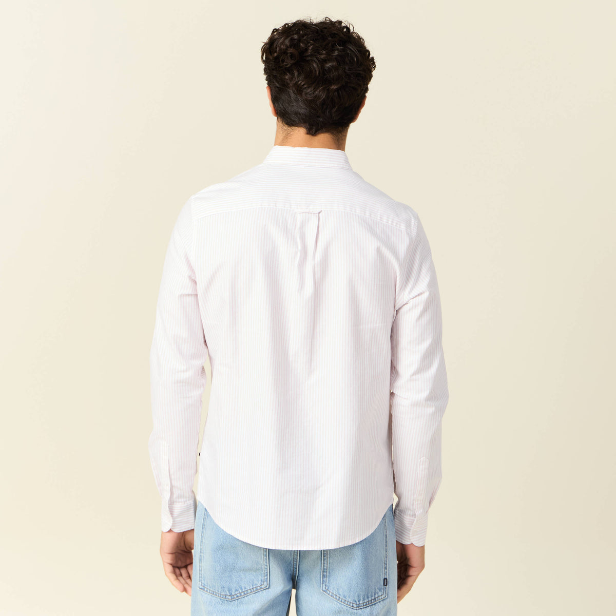 Chemise manches longues rose pastel homme