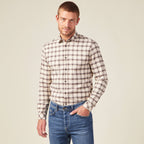 Chemise à carreaux en coton ecru homme