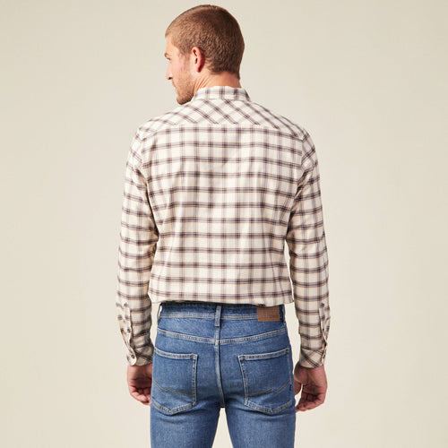 Chemise à carreaux en coton ecru homme