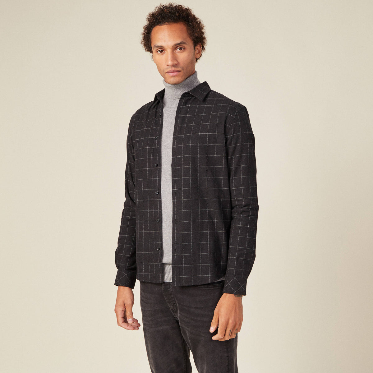 Chemise manches longues gris foncé homme