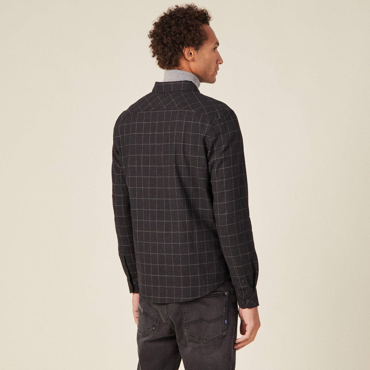 Chemise manches longues gris foncé homme
