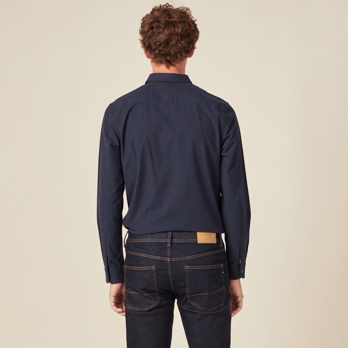 Chemise cintrée manches longues bleu foncé homme