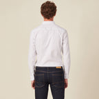 Chemise cintrée en coton manches longues blanc homme
