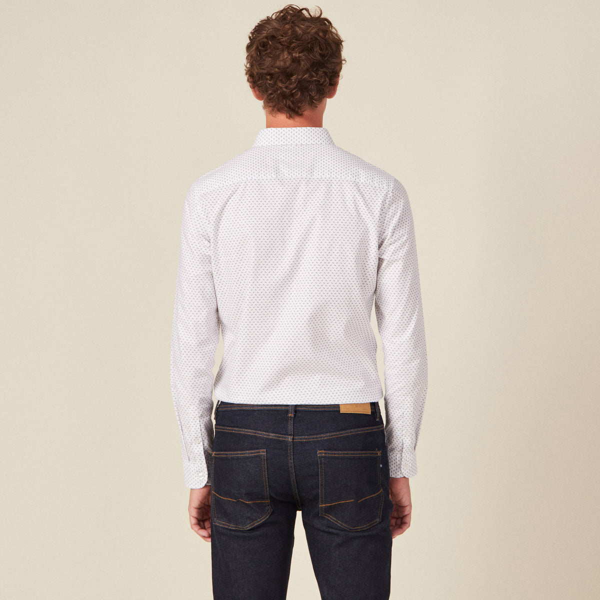 Chemise cintrée en coton manches longues blanc homme
