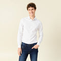 Chemise cintrée en coton manches longues blanc homme