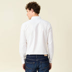 Chemise cintrée en coton manches longues blanc homme