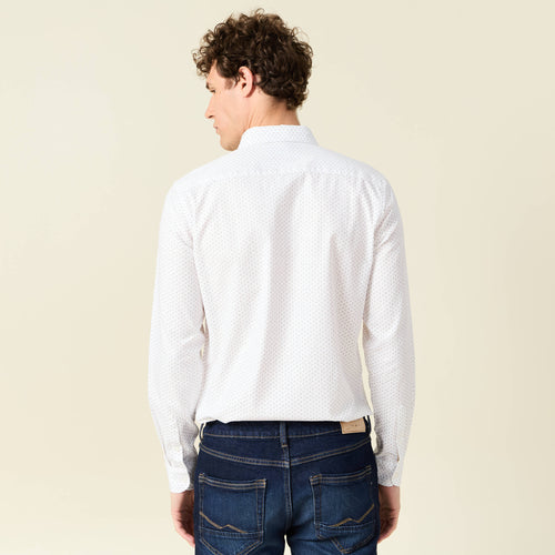 Chemise cintrée en coton manches longues blanc homme
