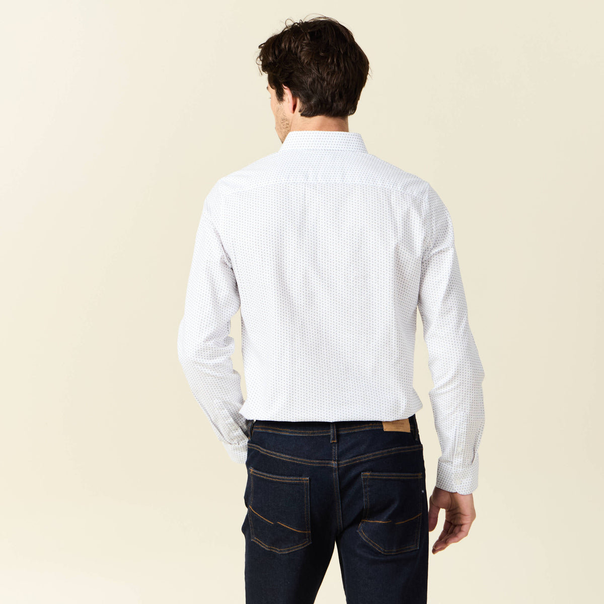 Chemise cintrée en coton manches longues blanc homme