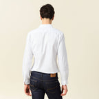Chemise cintrée en coton manches longues blanc homme