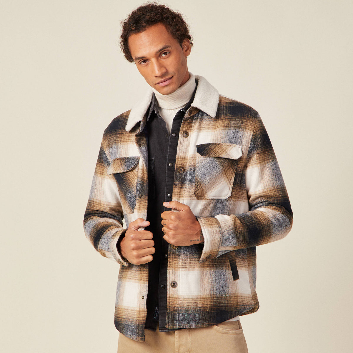 Veste surchemise ample ecru homme