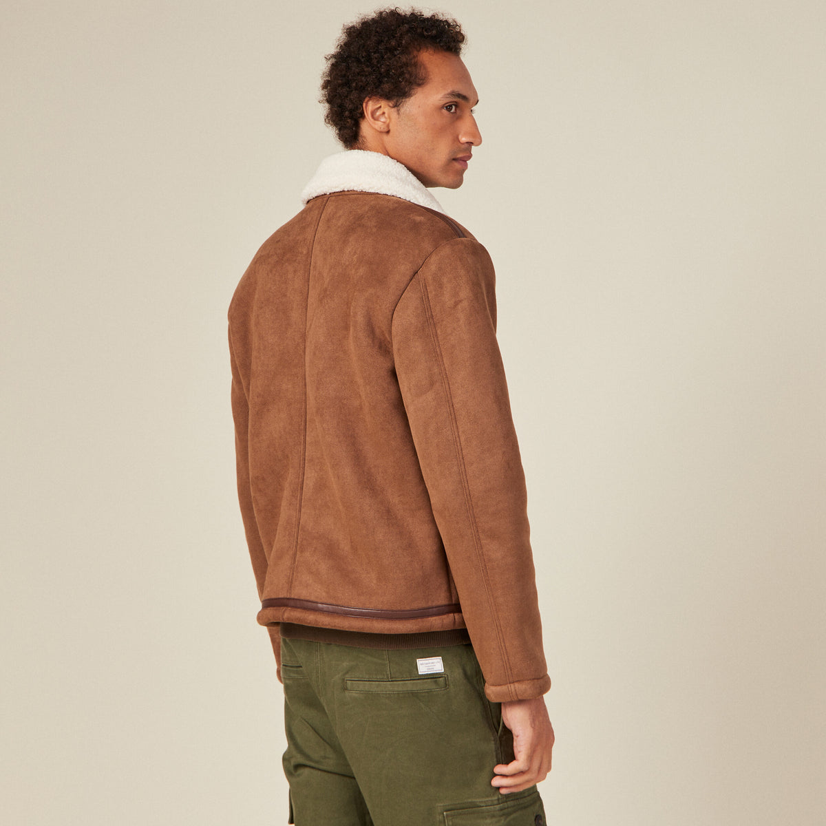 Blouson suédine col aviateur marron homme