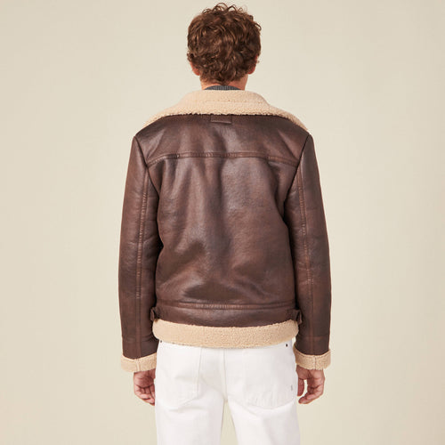 Blouson droit simili cuir taupe homme