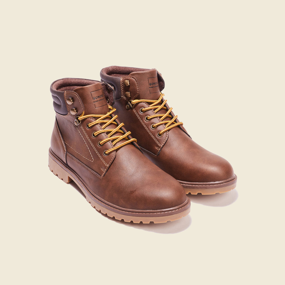 Bottines style montagne marron foncé homme
