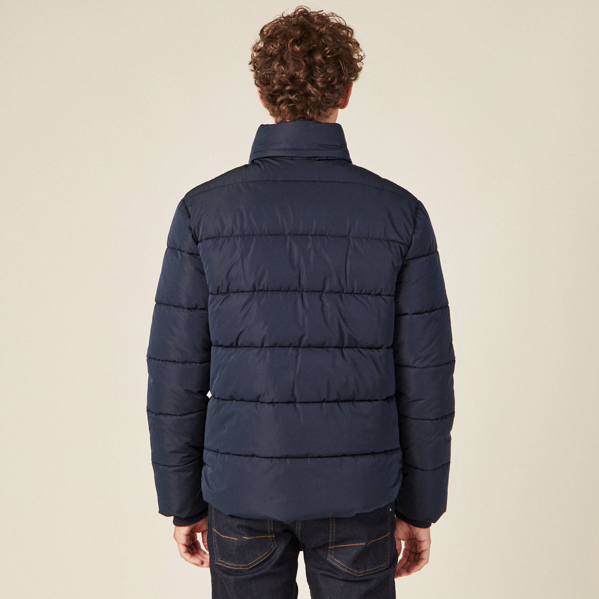 Doudoune droite zippée bleu marine homme