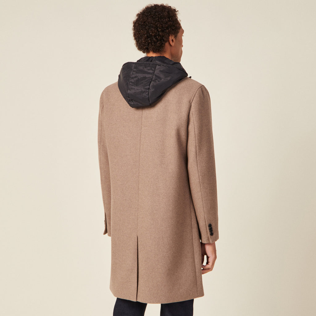 Manteau avec capuche amovible vert kaki homme