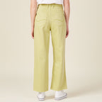 Jeans large taille haute vert anis femme