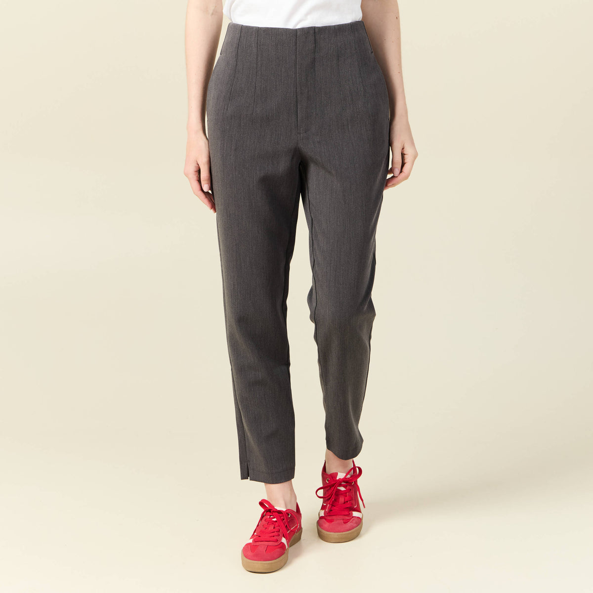 Pantalon cigarette gris femme