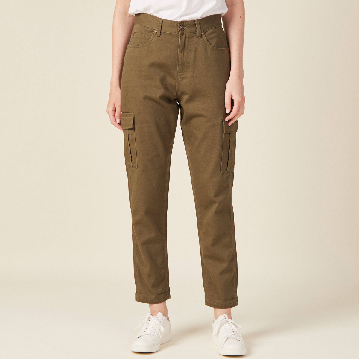 Pantalon cargo vert kaki femme