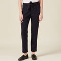 Pantalon carotte ceinturé bleu marine femme